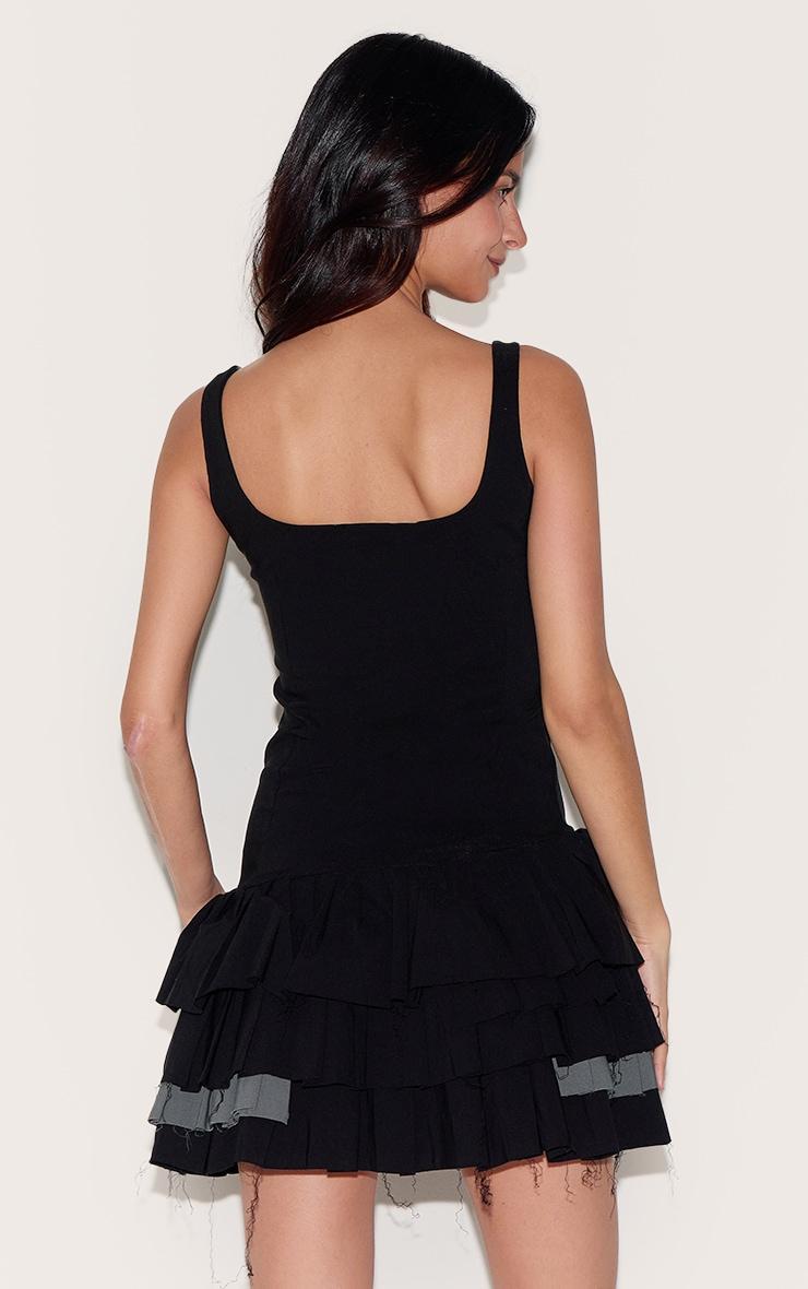 Black Stretch Woven Extreme Pleated Shift Dress Product Image