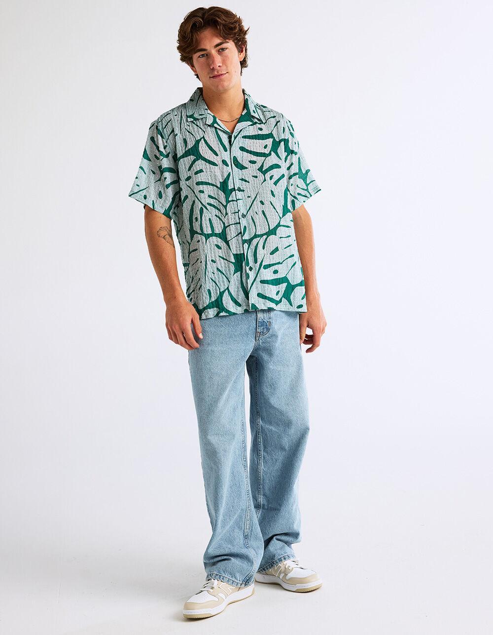RSQ Mens Texture Leaf Camp Shirt Product Image