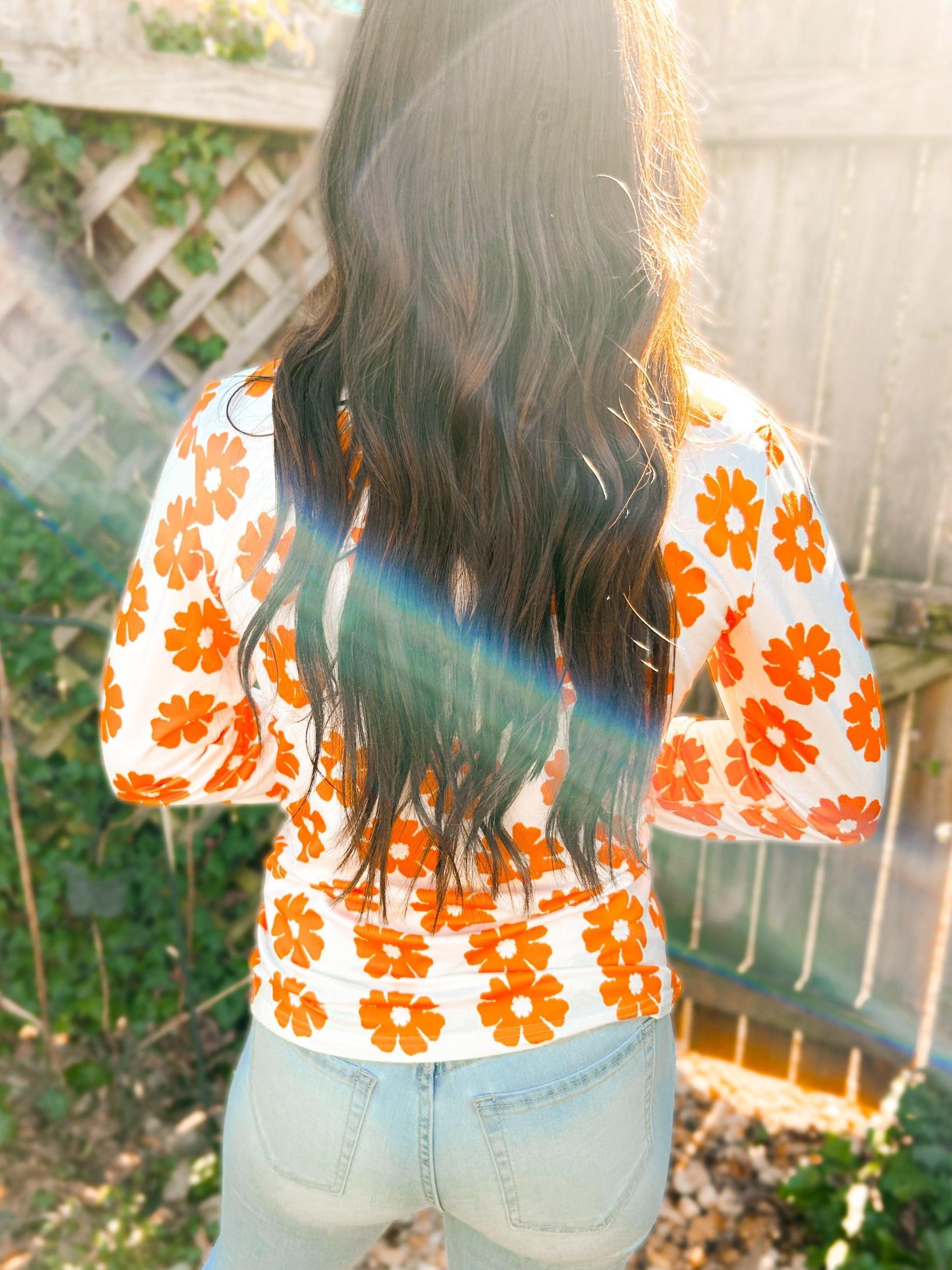 Delia Daisy Print Long Sleeve Top Product Image