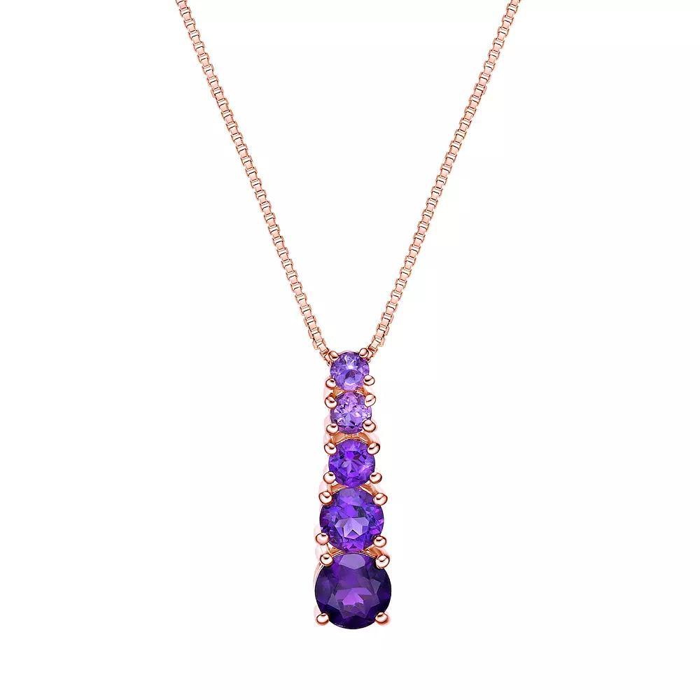 Gemminded 18k Rose Gold Over Sterling Silver Amethyst Pendant Necklace, Women's, Size: 18", Pink Tone Product Image