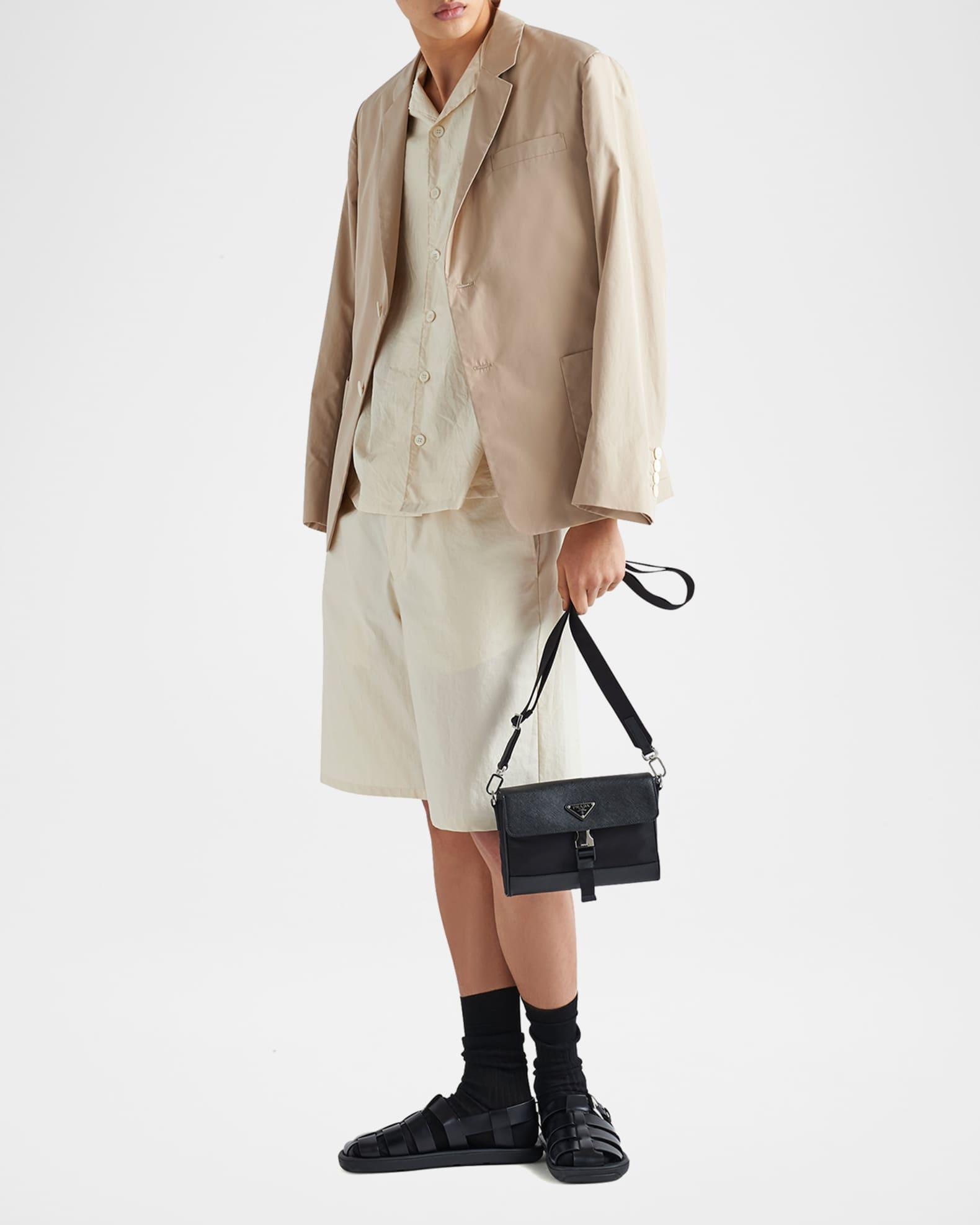 Men's Saffiano Leather and Nylon Crossbody Bag Product Image