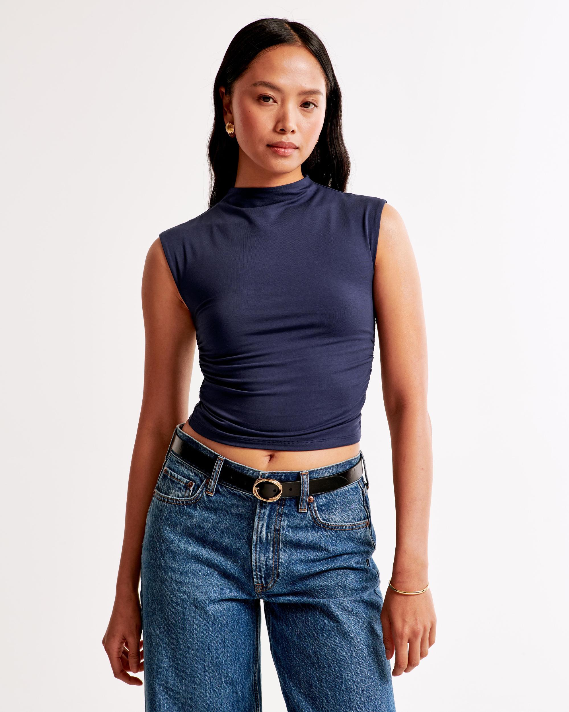 Long-Sleeve Grown-On Mockneck Top Product Image