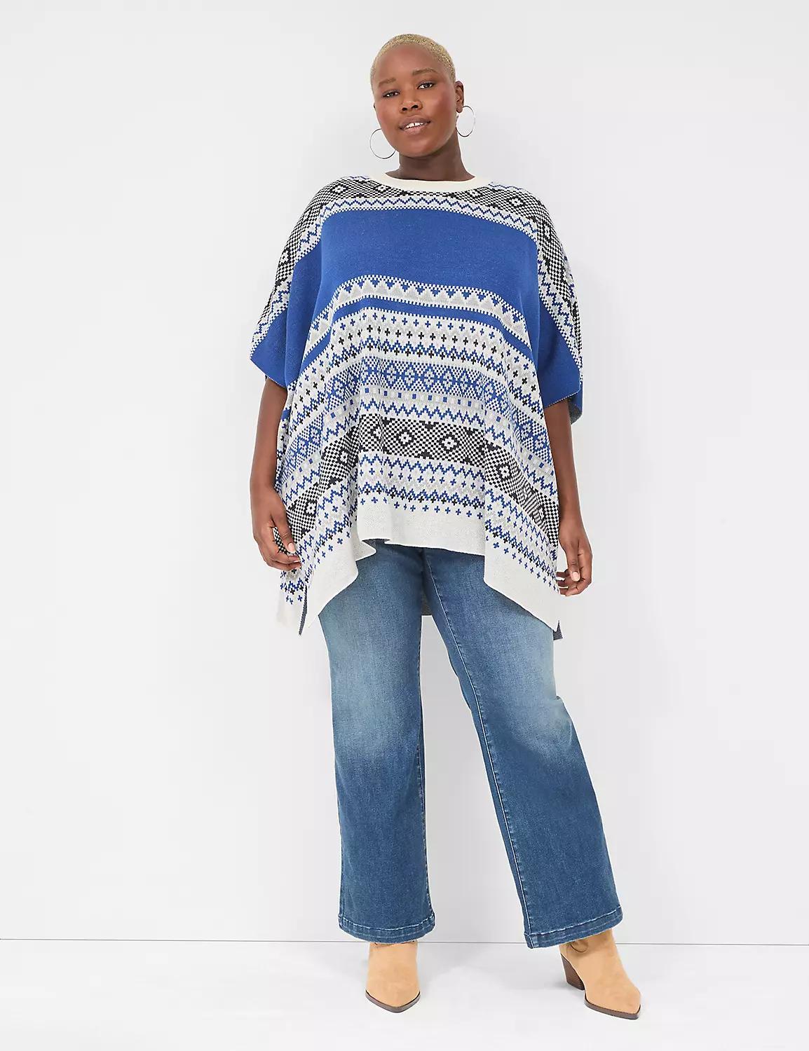 Fair Isle Poncho Sweater Product Image