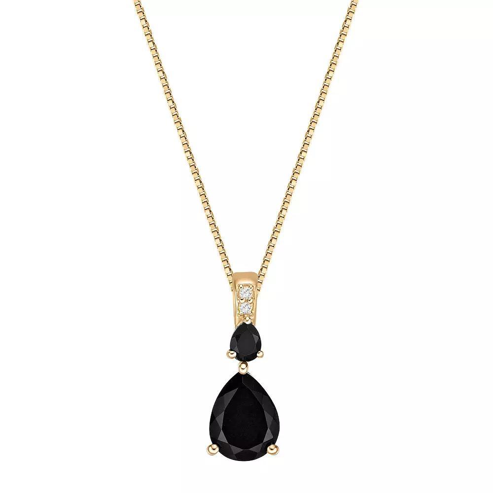 Gemminded 10k Onyx & Diamond Accent Pendant Necklace, Women's, Size: 18", 10k Gold Product Image