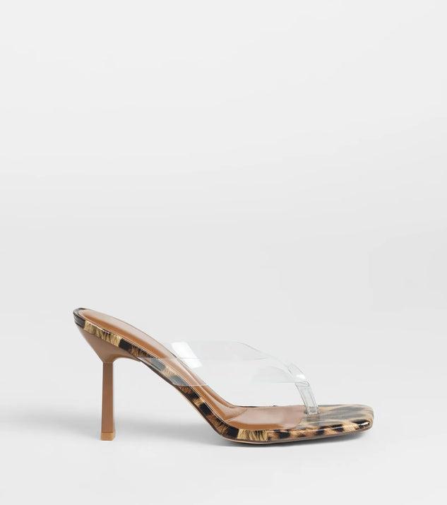 Lady In Leopard Thong Stiletto Mules Product Image