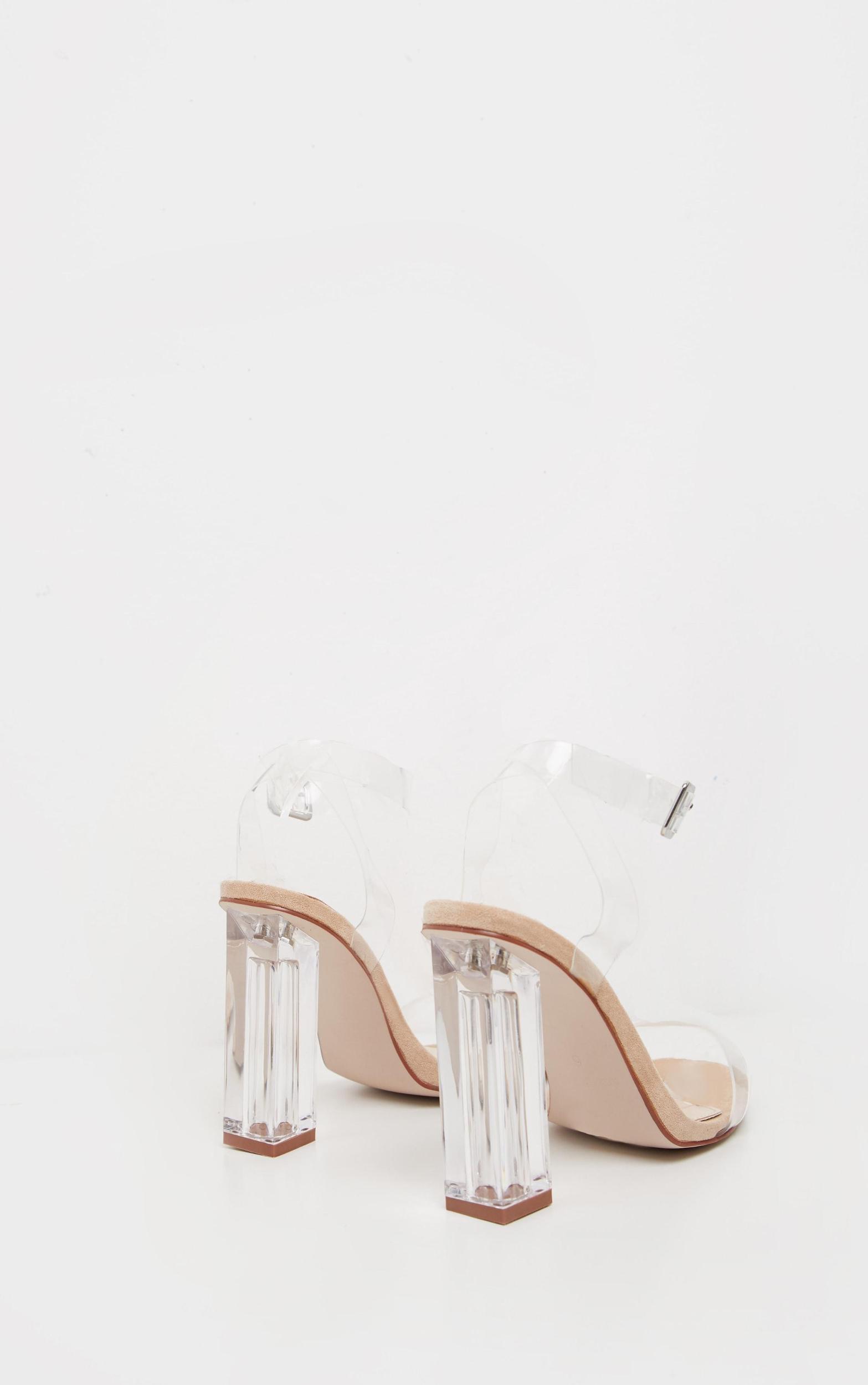 Nude Wide Fit Clear Block Heel Sandal Product Image