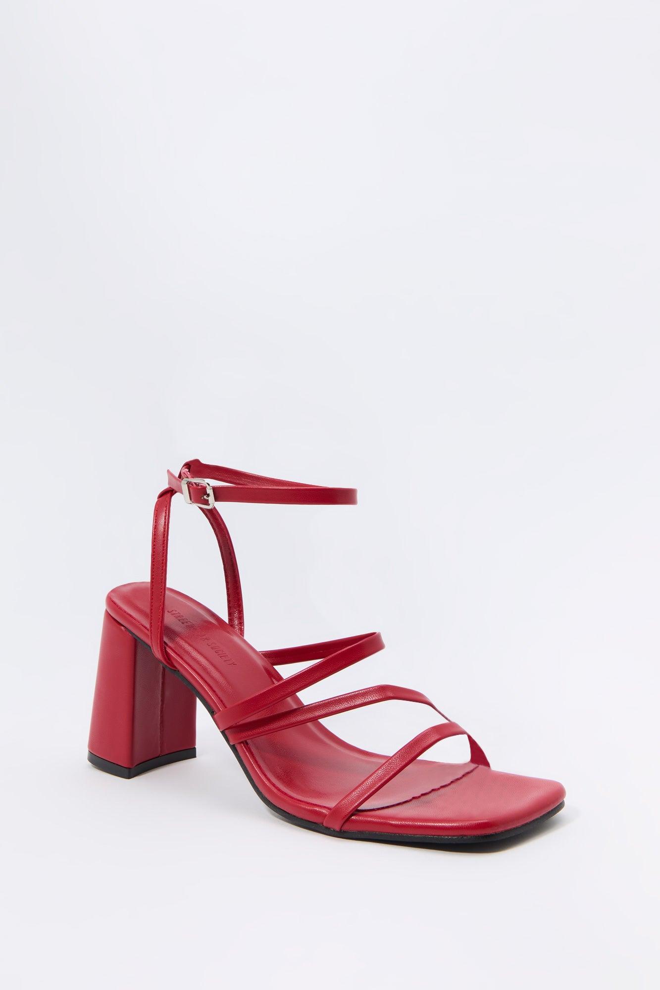 Faux Leather Strappy Open Toe Heel Female Product Image