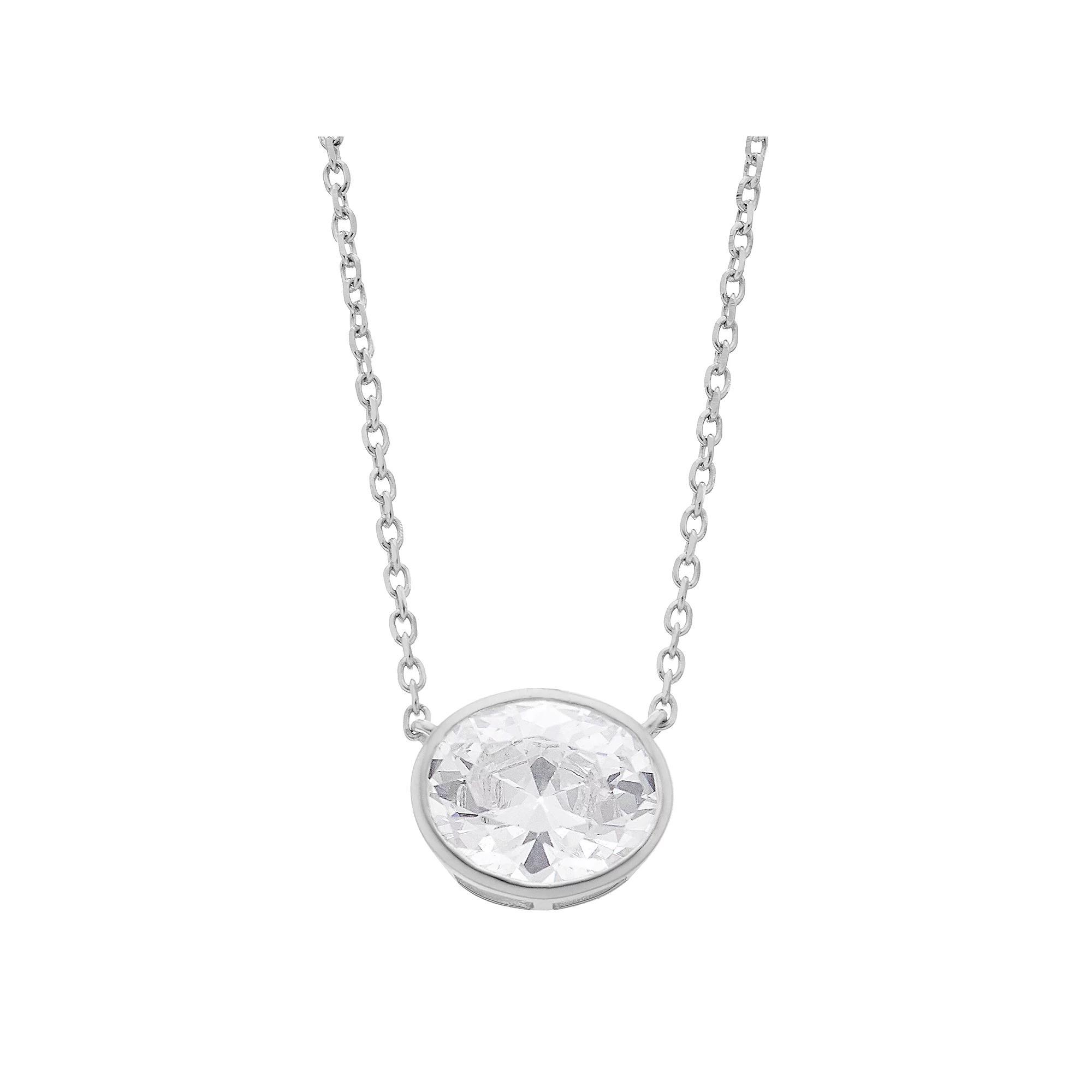 Rosabella Sterling Silver Cubic Zirconia Faceted Oval Link Necklace, Women's, Size: 18" Product Image