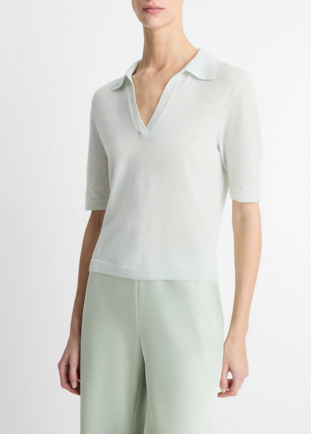 Womens Cashmere-Silk Open Collar Polo Sweater Product Image