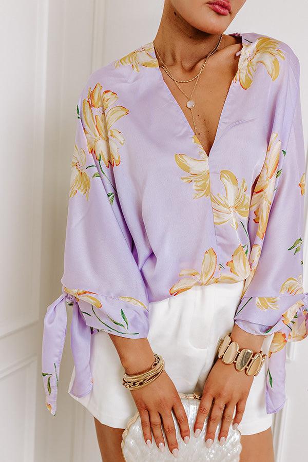 Botanical Bliss Satin Shift Top in Lavender Product Image