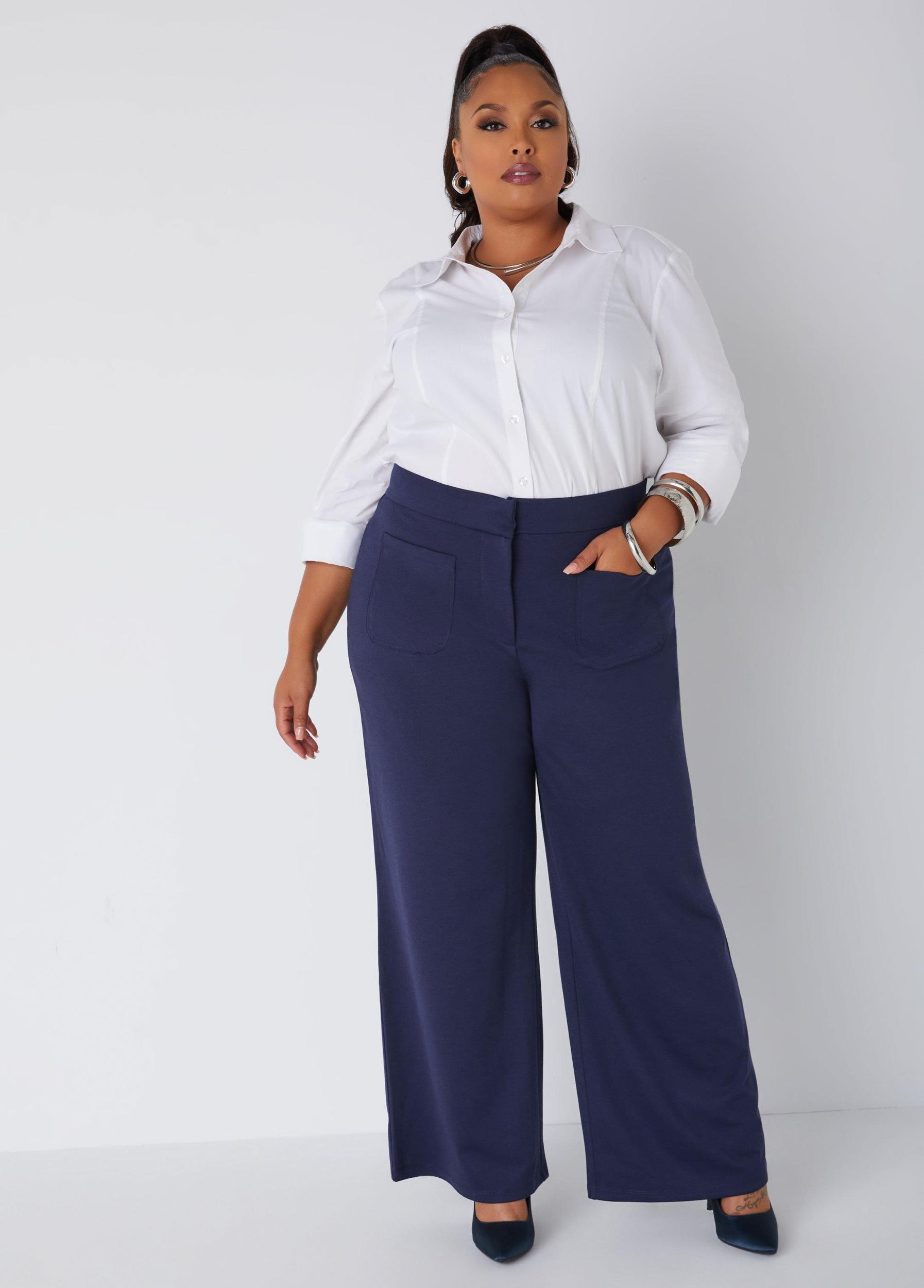 Plus Size High Rise Ponte Wide Leg Pants Ashley Stewart Product Image