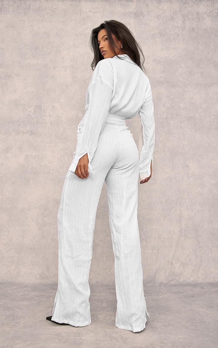 White Linen Look Drape Jumpsuit Product Image
