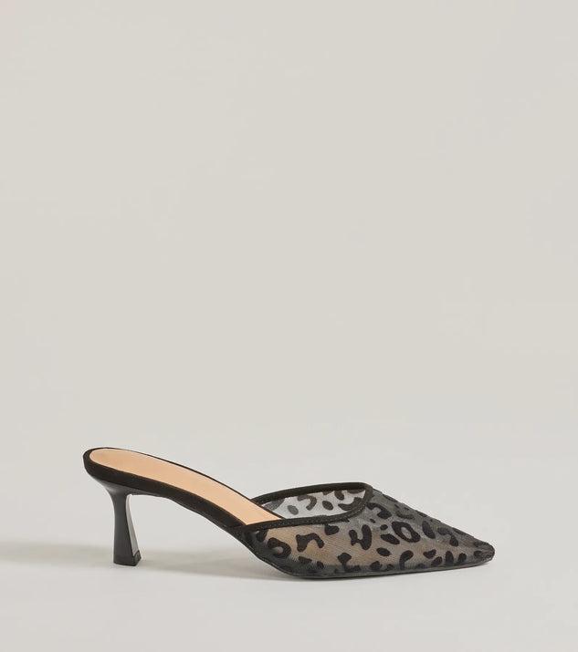 Fierce Moment Leopard Print Kitten Heeled Mules Product Image