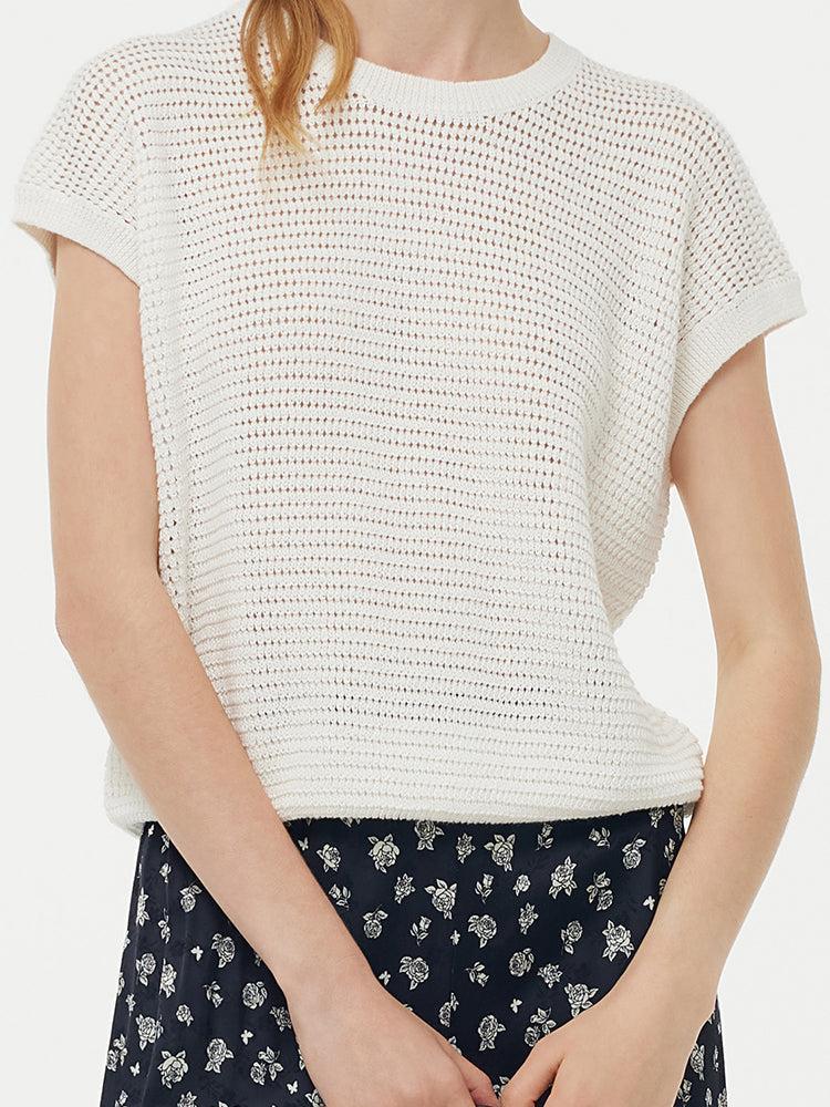 Linen Cotton Sequins Women Open-Knit Top Product Image