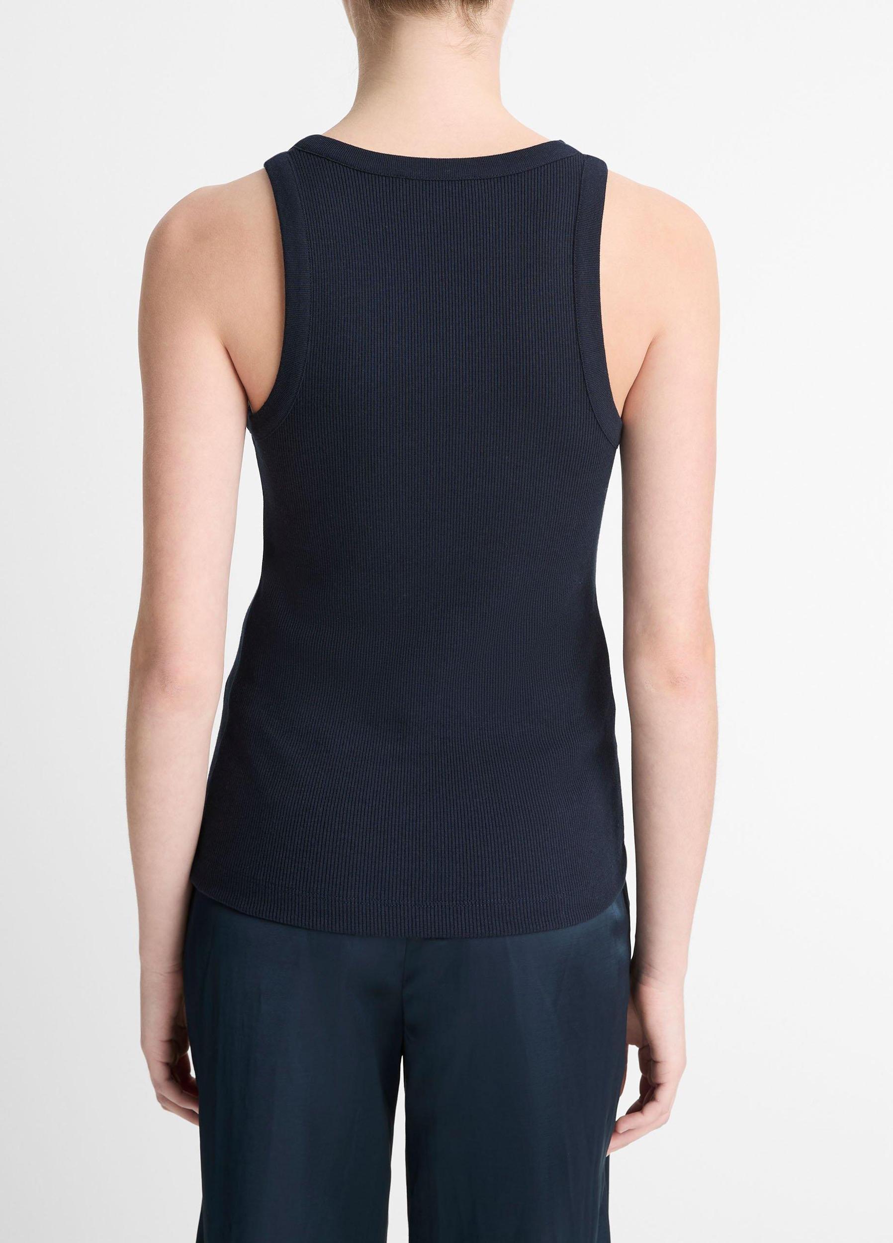 Womens Ribbed Scoop-Neck Tank, Coastal Blue, Size L Vince Product Image