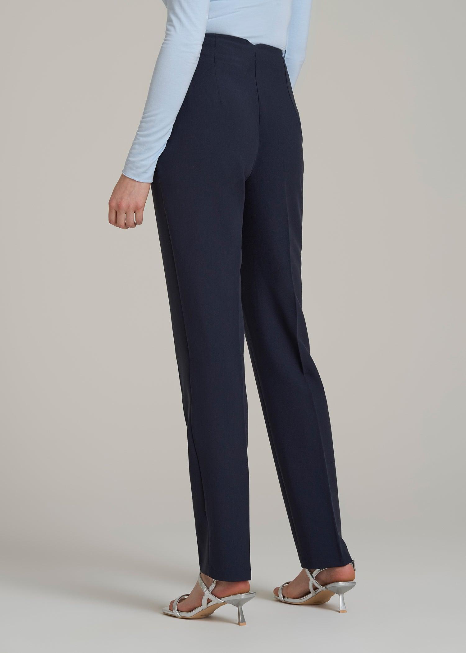 High Rise Pants with Darts for Tall Women in Navy Product Image
