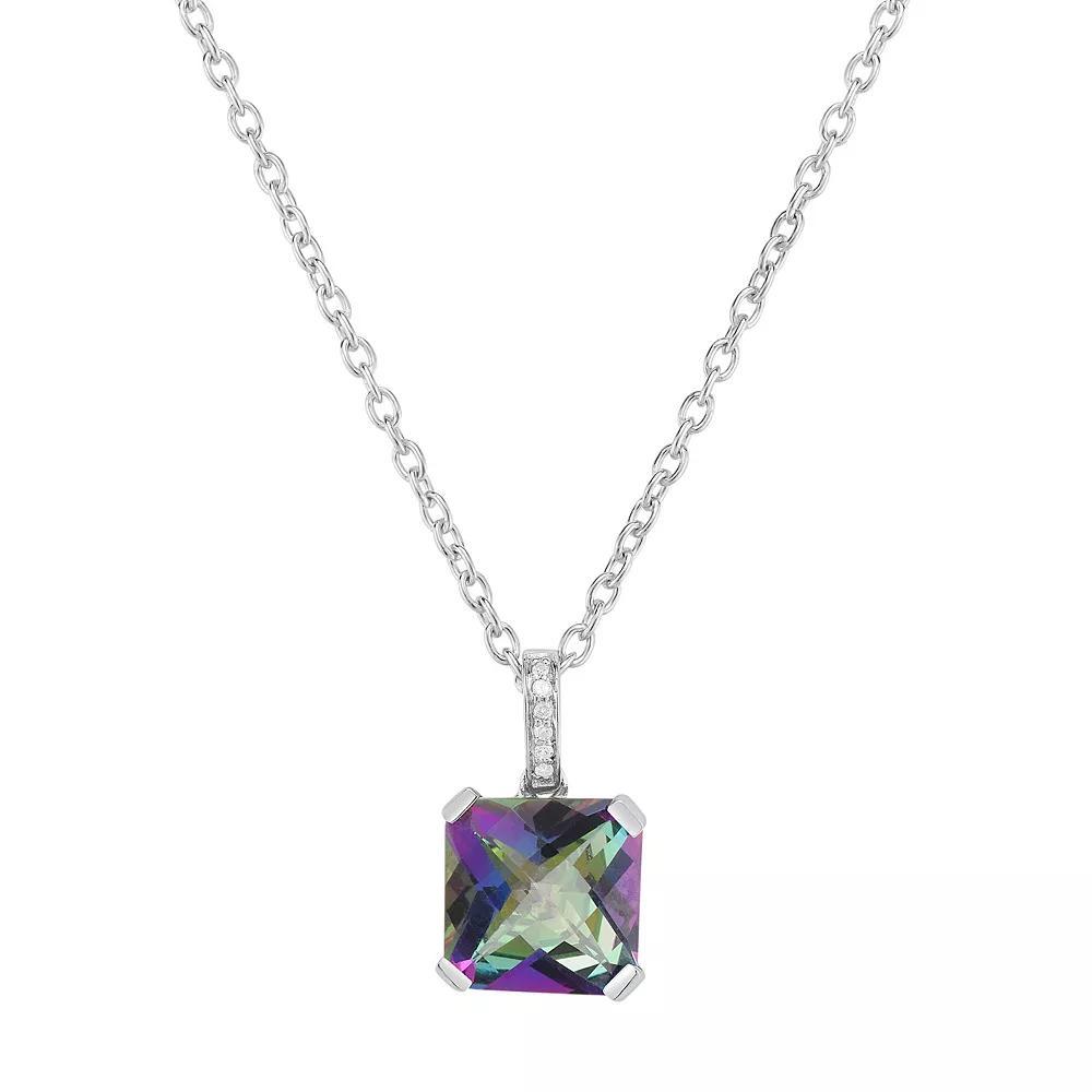Sterling Silver Mystic Topaz & Diamond Accent Pendant Necklace, Womens Product Image