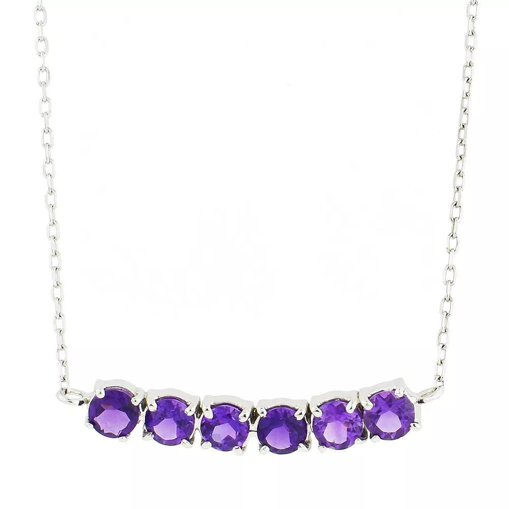 Jewelmak 14k Gold Amethyst Bar Necklace, Women's, Size: 17", 14k Whgold Product Image