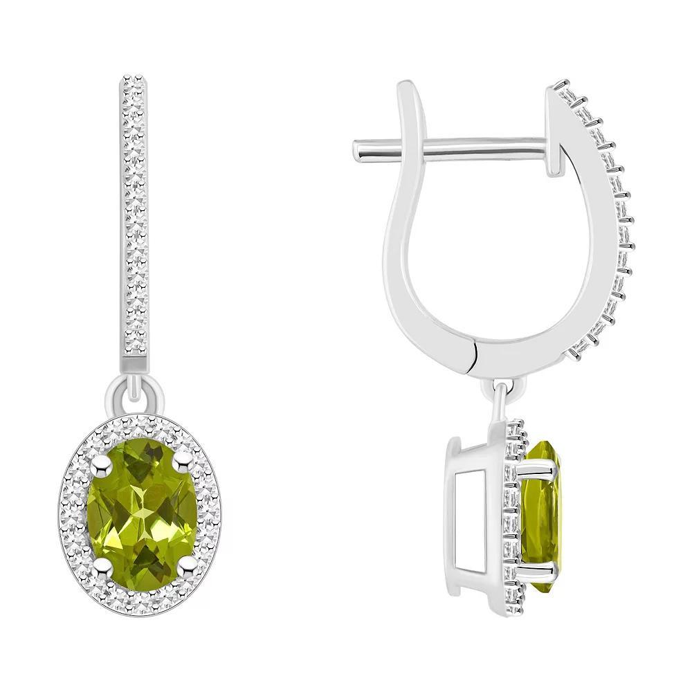 Celebration Gems Sterling Silver Oval-Cut Amethyst & 1/3 Carat T.W. Diamond Hoop Drop Earrings, Womens Product Image