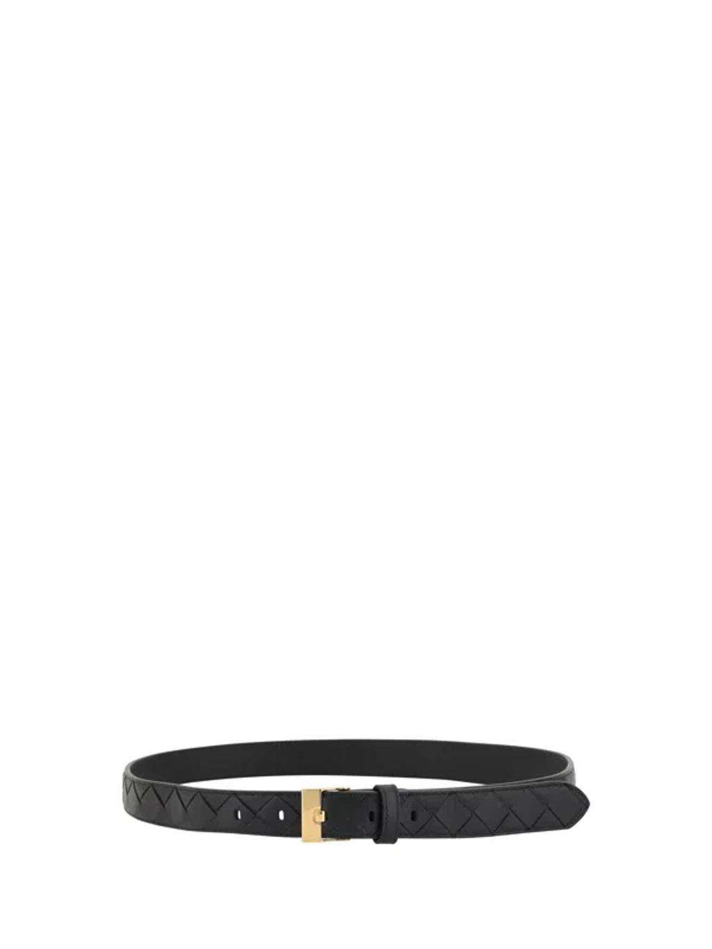 BOTTEGA VENETA Intrecciato Design Belt In Black-m Brass Product Image