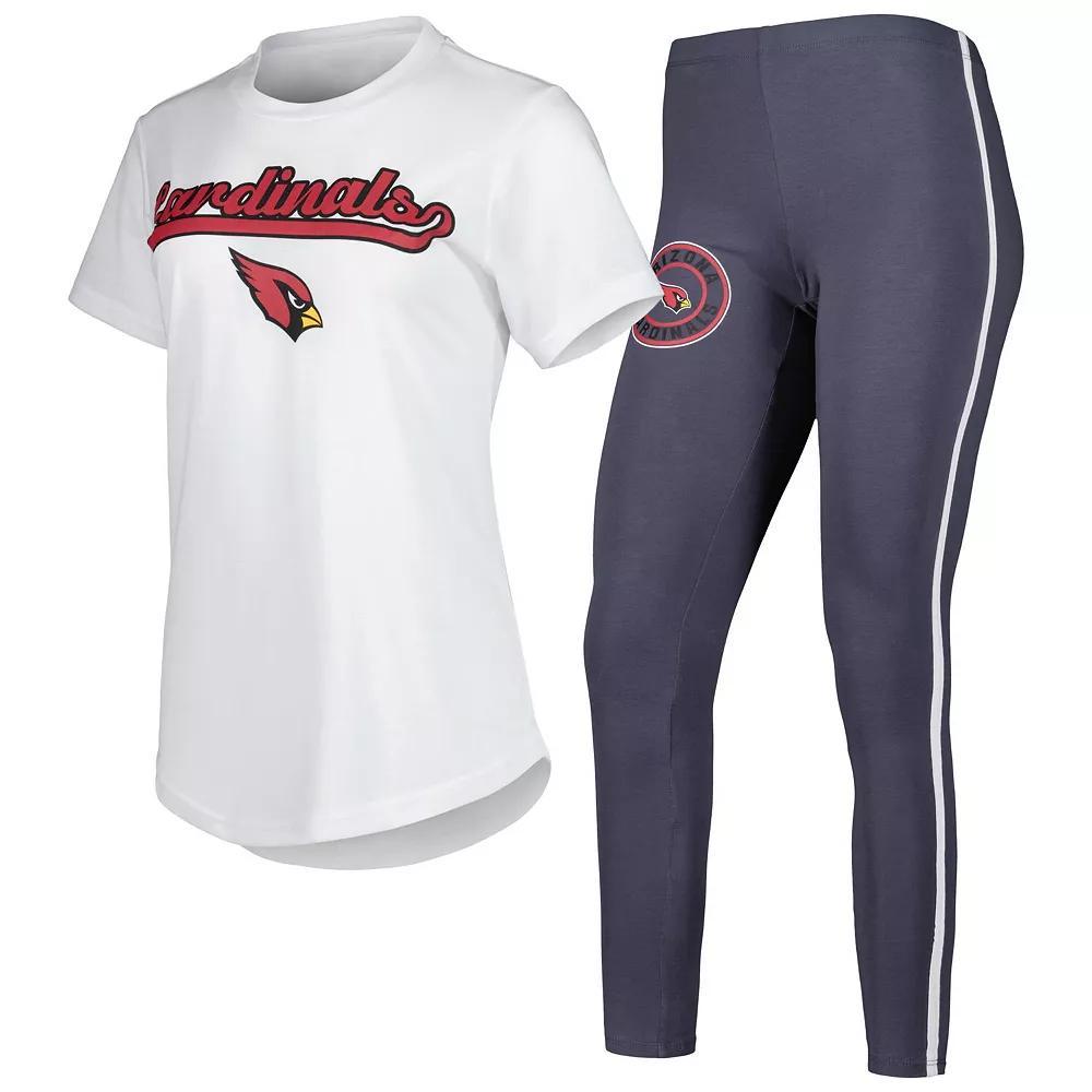 Women's Concepts Sport White/Charcoal Arizona Cardinals Sonata T-Shirt & Leggings Sleep Set, Size: 2XL Product Image