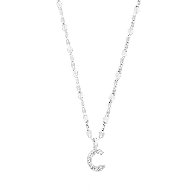 Judy Crowell Sterling Silver Cubic Zirconia Pave Mirror Chain Initial Necklace, Women's, Size: 18" Product Image
