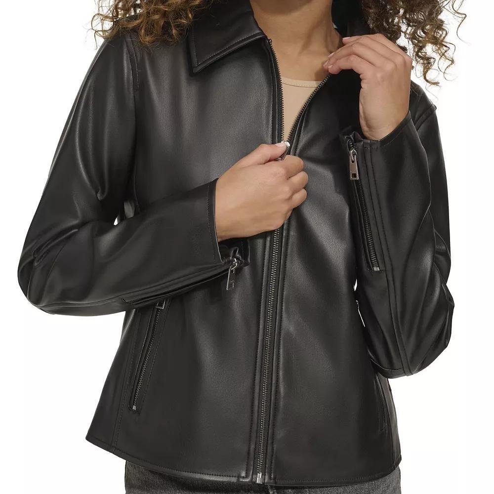Women's Levi's® Faux-Leather Jacket with Laydown Collar, Size: Small, Black Product Image