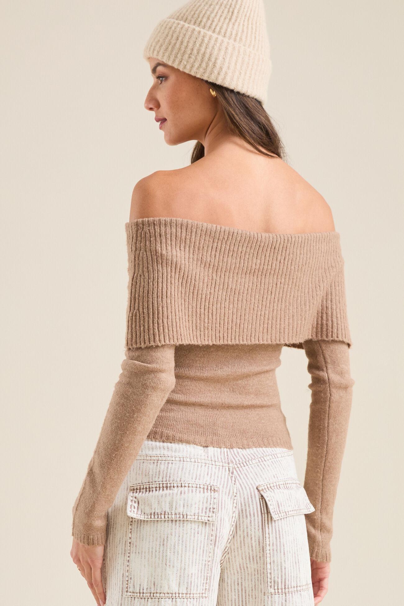Geri Off-Shoulder Ribbed Sweater Product Image