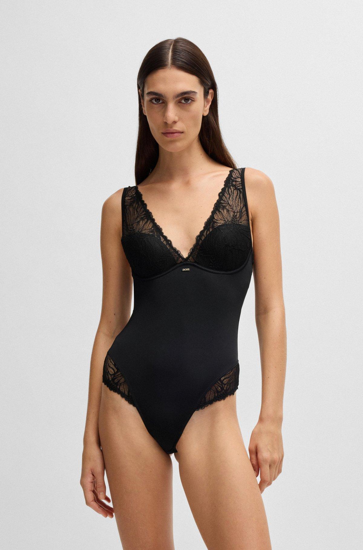 Lace-trim bodysuit with logo detail Product Image