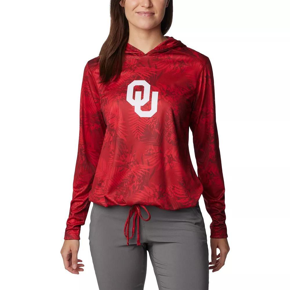 Women's Columbia  Crimson Oklahoma Sooners Summerdry Printed Long Sleeve Hoodie T-Shirt, Size: Small, Red Product Image