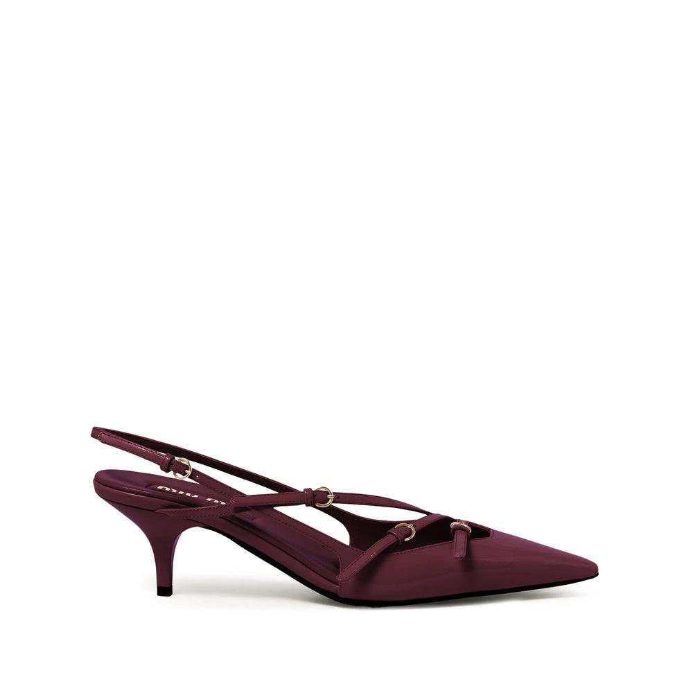 MIU MIU Slingback Deep Purple In Patent Leather With Buckles Women In Burgundy Product Image