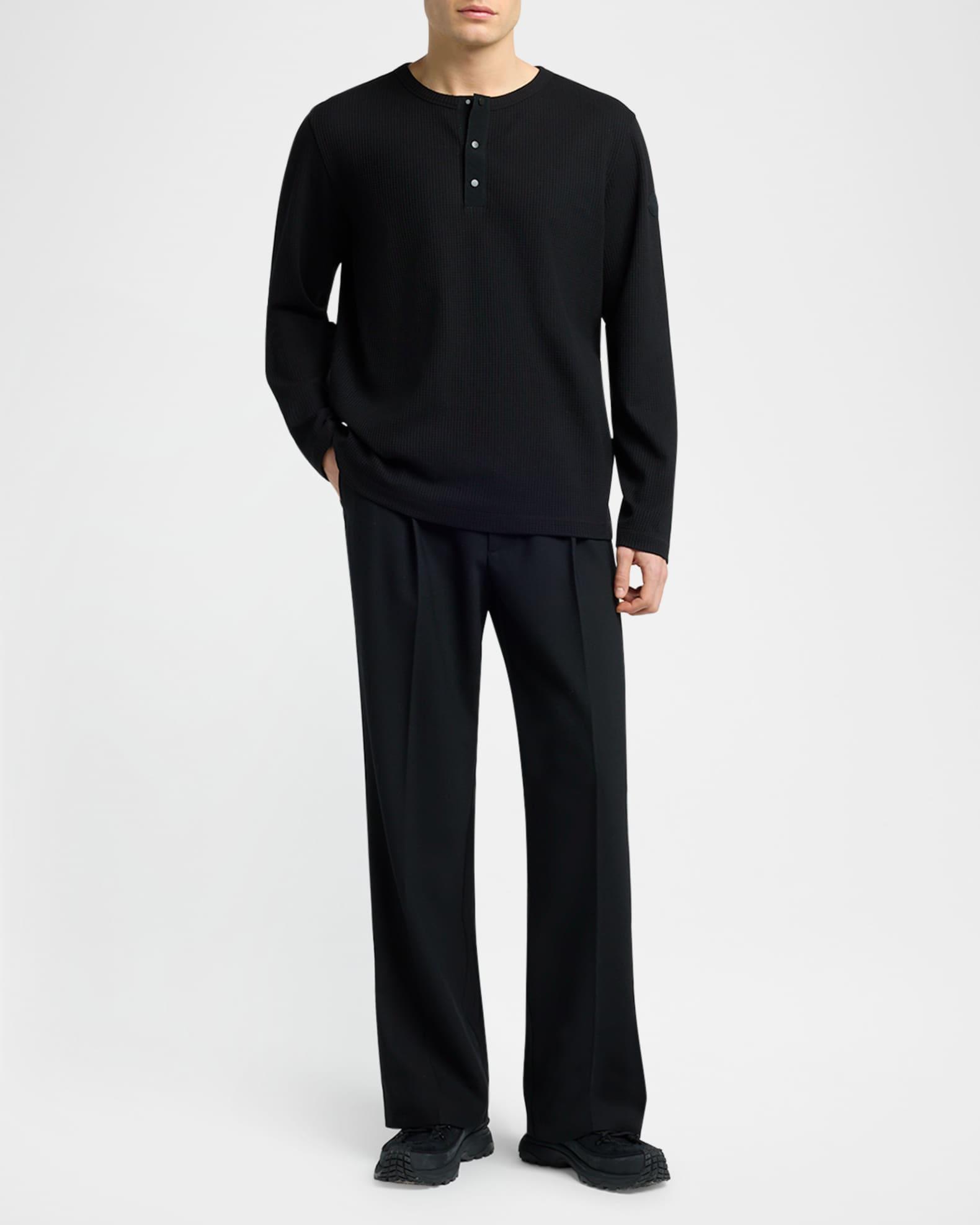 Men's Matte Black Belted Twill Trousers Product Image