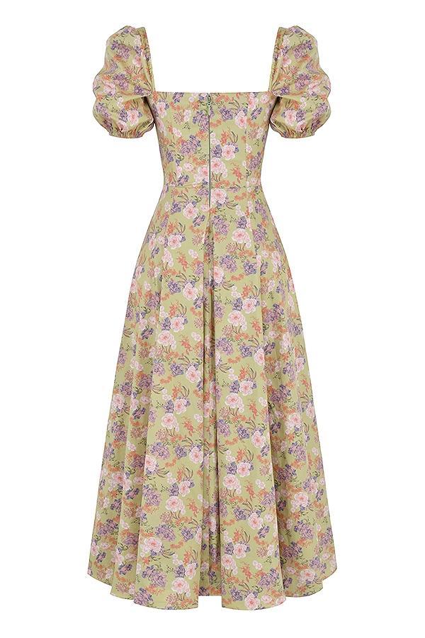 Tallulah Peony Print Puff Sleeve Midi Sundress Product Image
