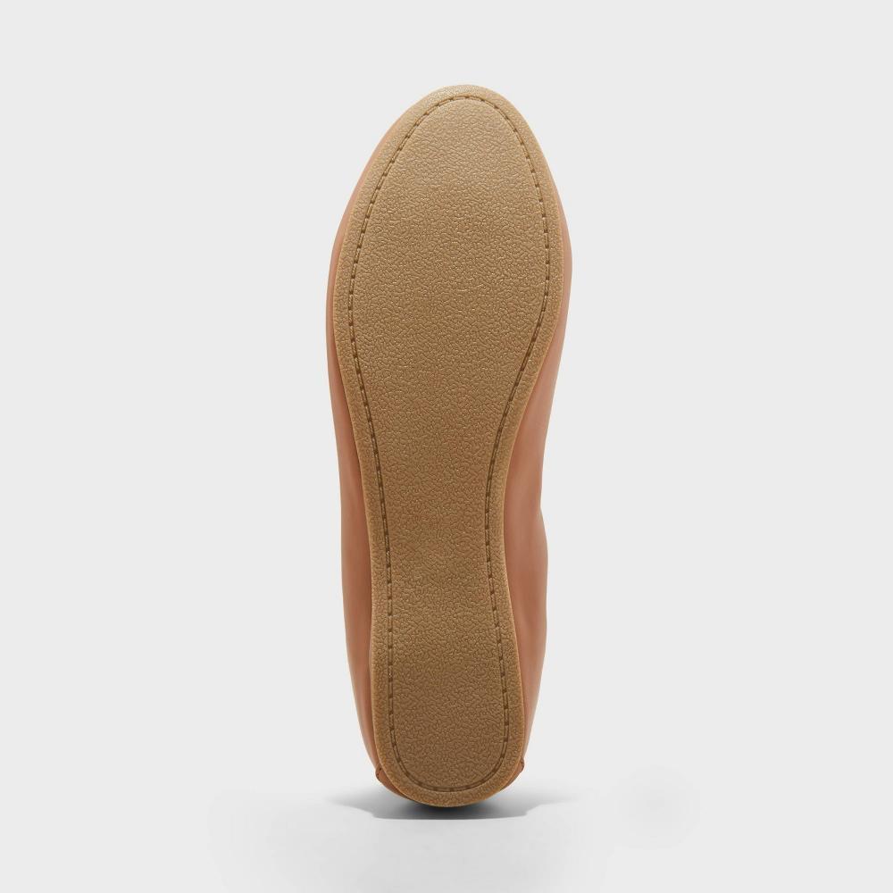 Womens Danielle Scrunch Ballet Flats with Memory Foam Insole - Universal Thread Cognac 7: Pull-On, Flexible Outsole Product Image