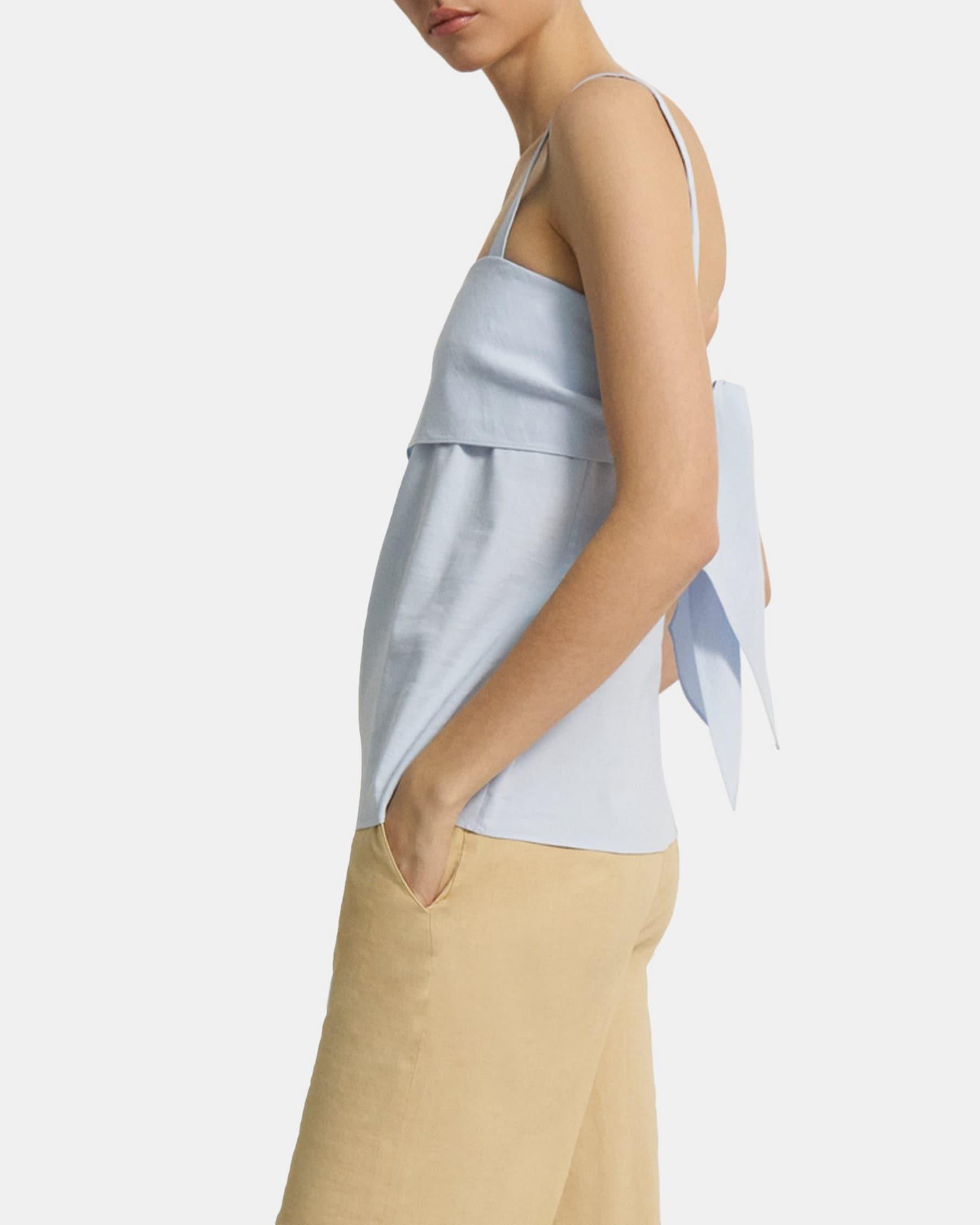 Tie-Back Top in Stretch Linen Product Image
