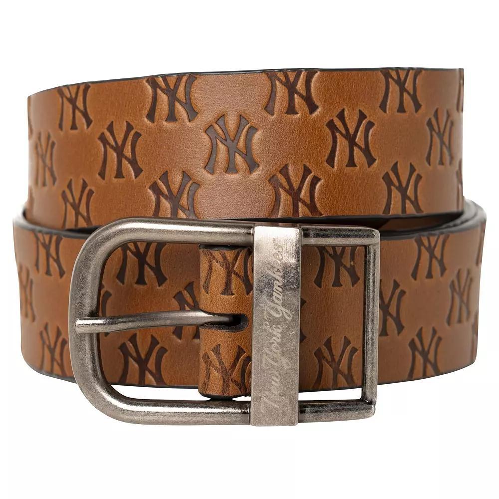 Men's Lusso Brown New York Yankees Saul Belt, Size: 36 Product Image