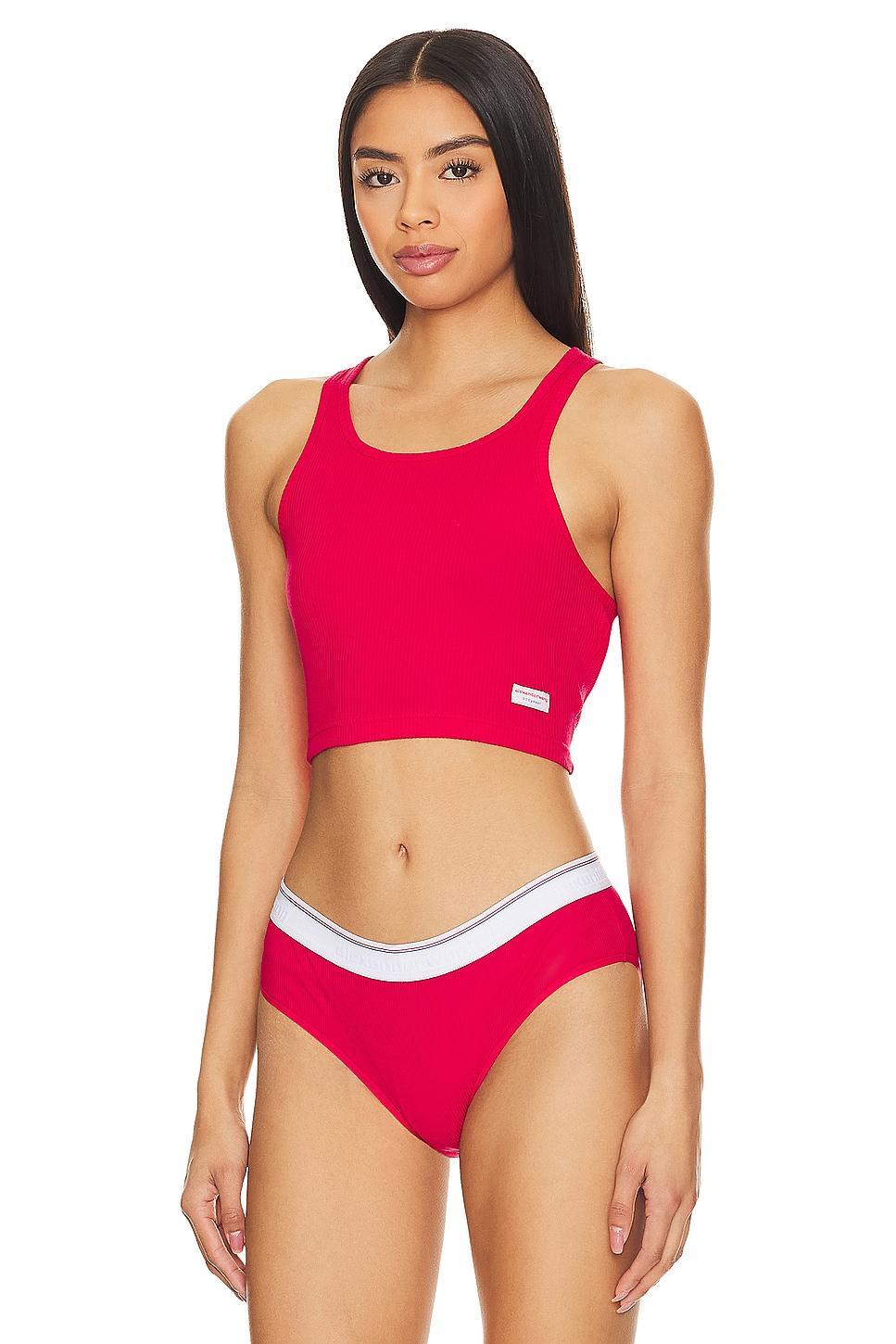 Alexander Wang Cotton Cropped Racerback Tank Top Product Image