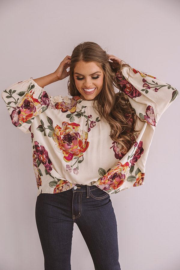 Floral Debut Shift Top In Cream Product Image