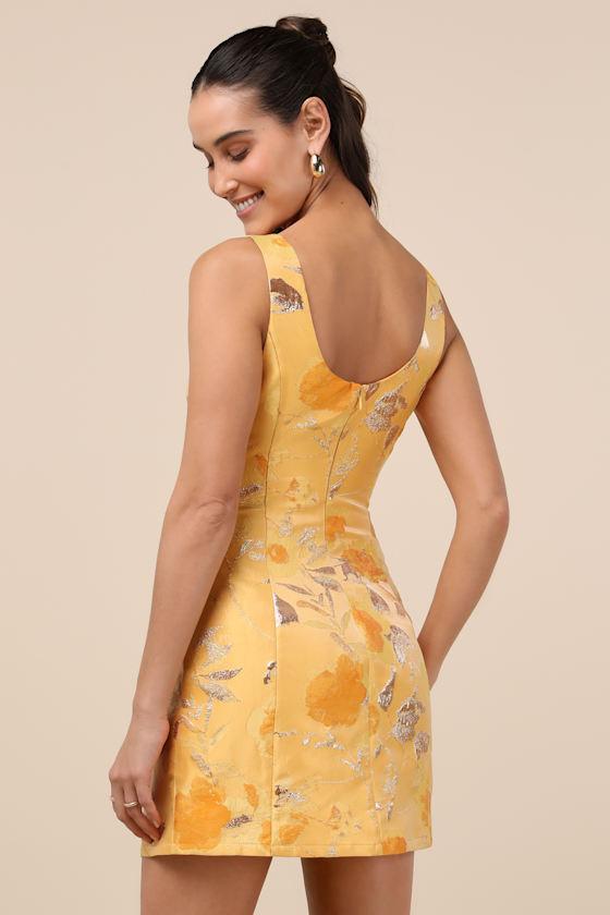 Kaloni Yellow Jacquard Lurex Sleeveless Mini Dress Product Image