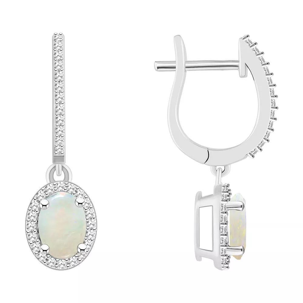 Celebration Gems Sterling Silver Oval-Cut Amethyst & 1/3 Carat T.W. Diamond Hoop Drop Earrings, Womens Product Image