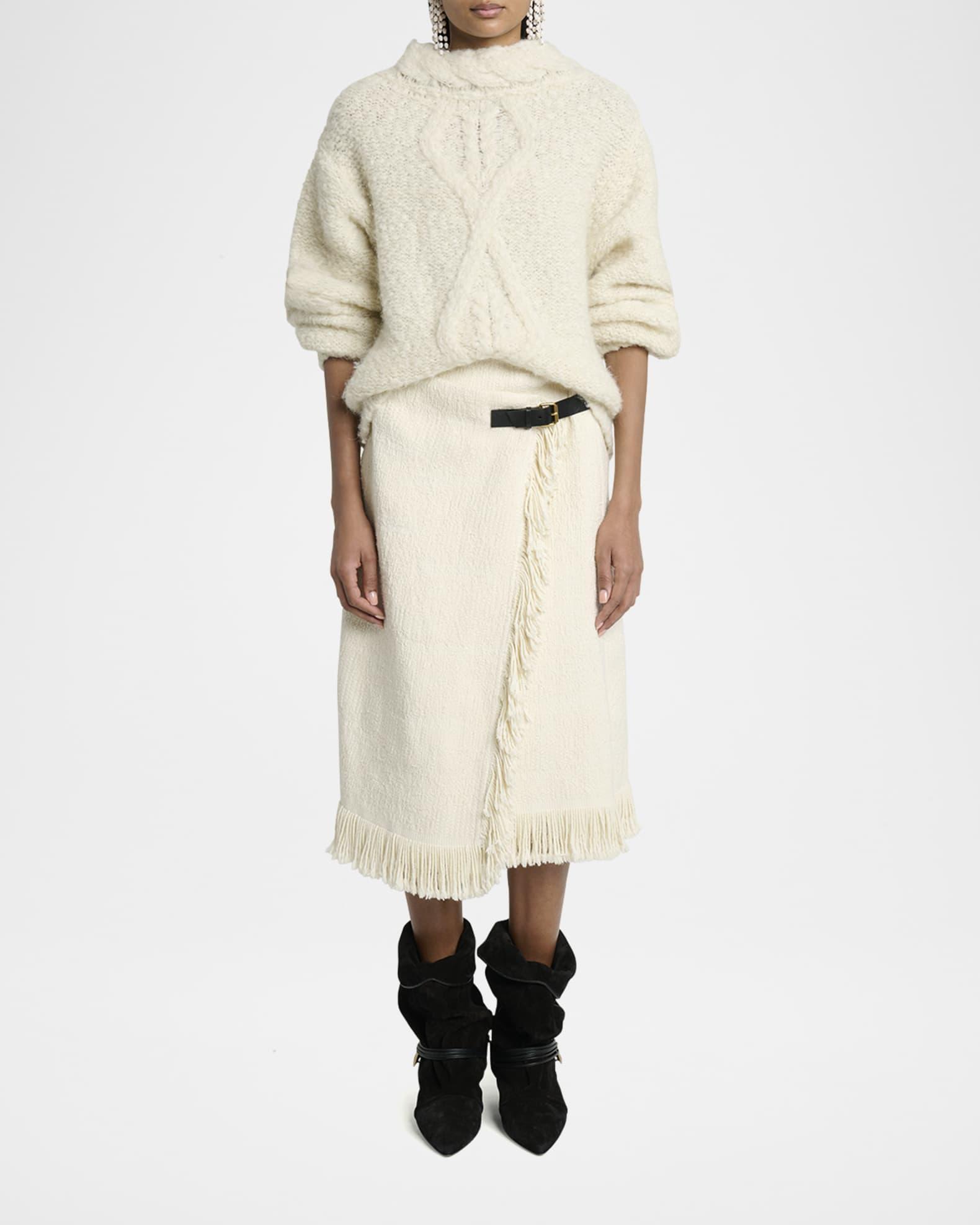 Galla Woven Fringe-Trim Skirt Product Image