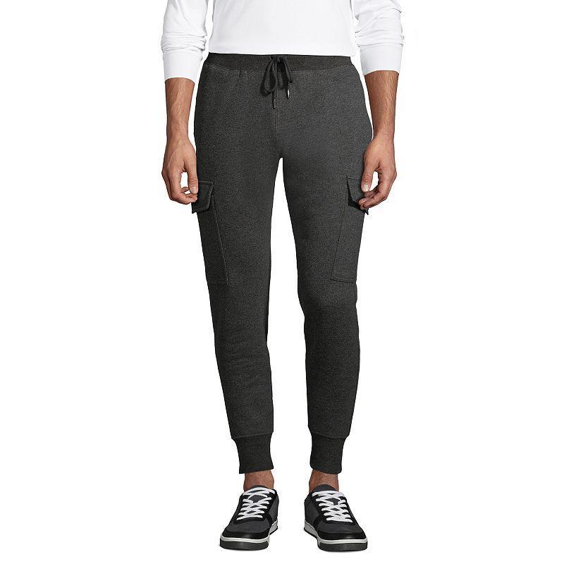 Men's Lands' End Serious Sweats Cargo Jogger Pants, Size: XXL, Black Product Image