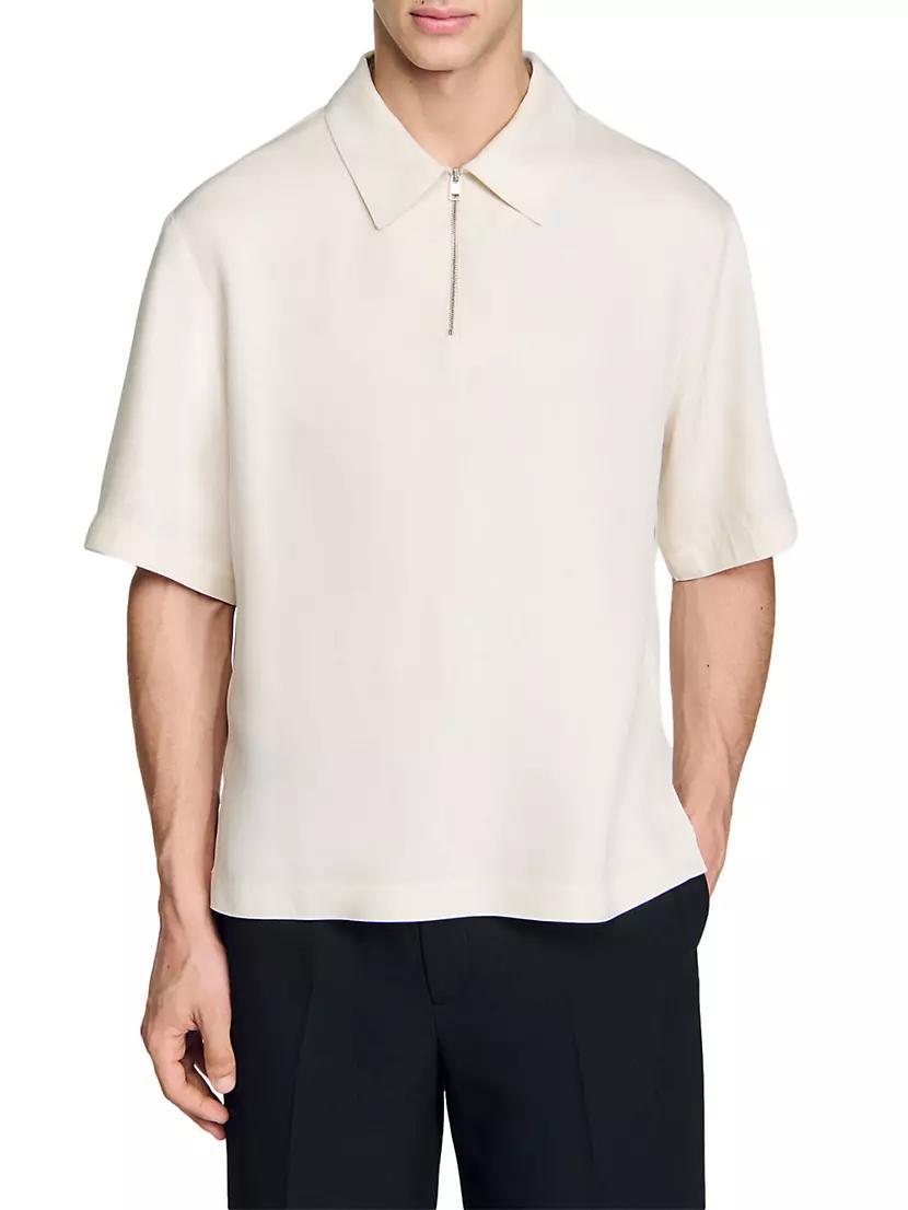 Loose-Fit Shirt with Zipped Collar Product Image