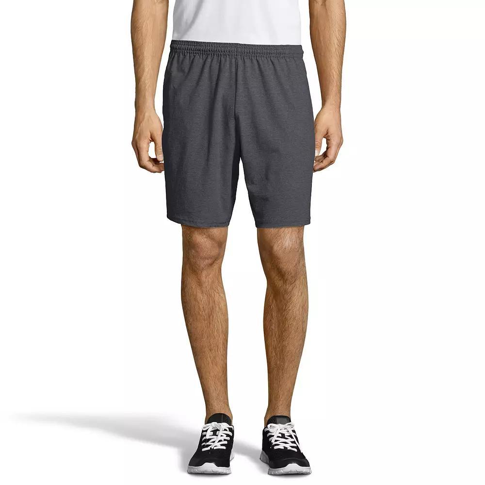 Mens Hanes ComfortSoft Jersey Pocket Shorts Grey Heather Product Image
