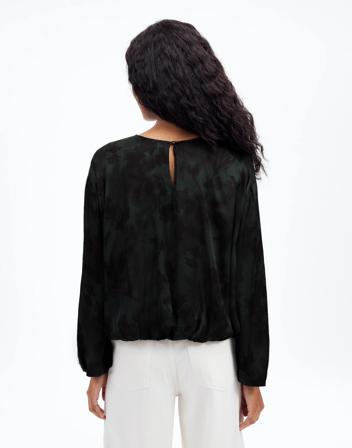 Long-Sleeve Bubble-Hem Top in Satin Product Image