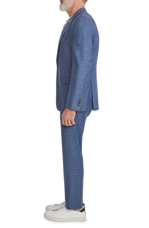 JACK VICTOR Esprit Windowpane Check Stretch Wool Suit In Mid Blue Product Image