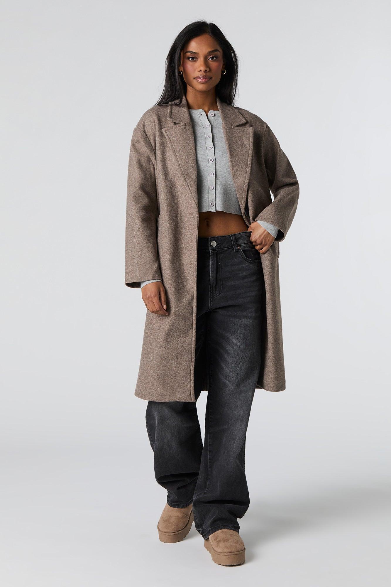 Single Button Collared Midi Coat Female Product Image