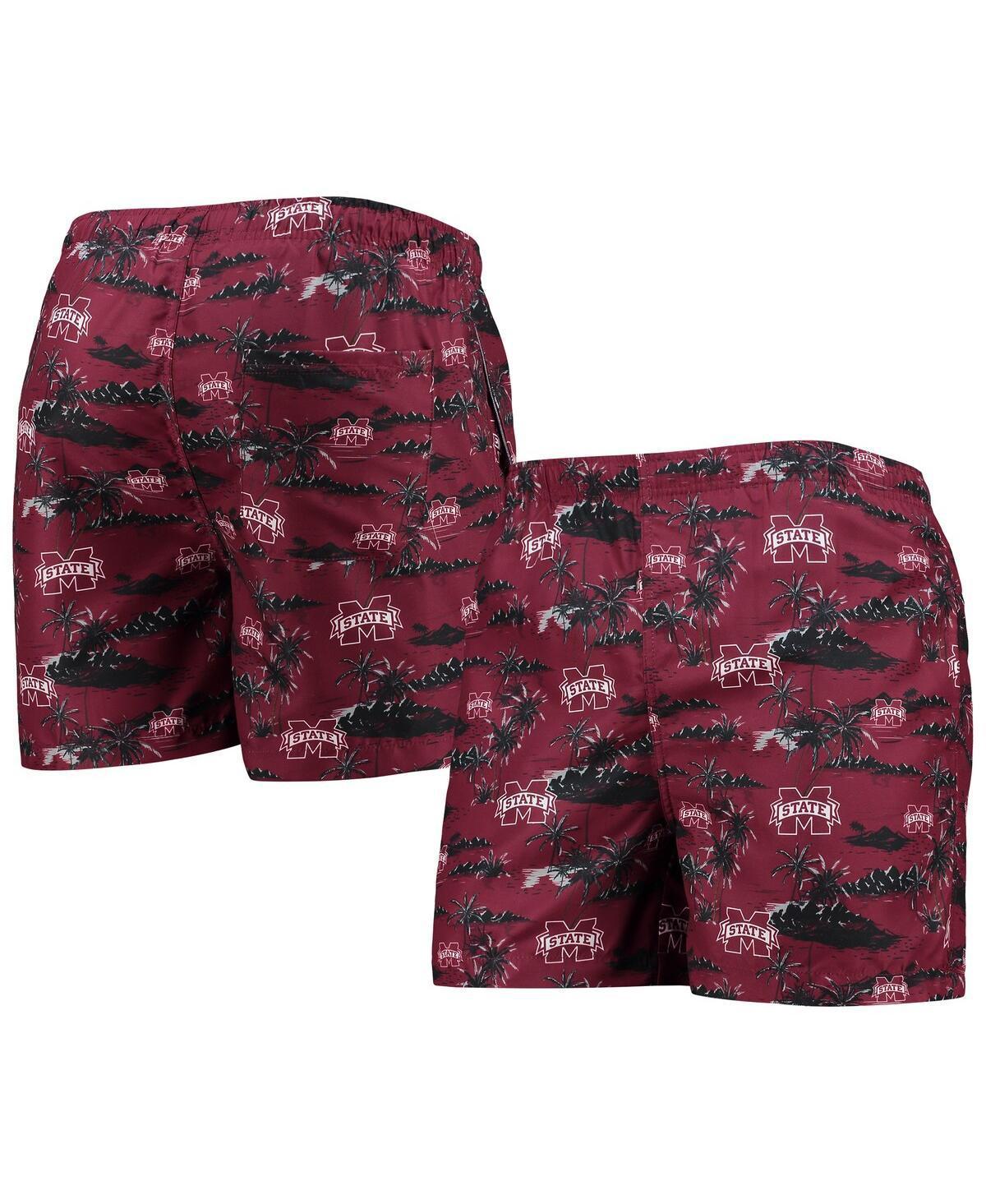Men's FOCO Maroon Mississippi State Bulldogs Island Palm Swim Trunks, Size: Small, Mst Red Product Image