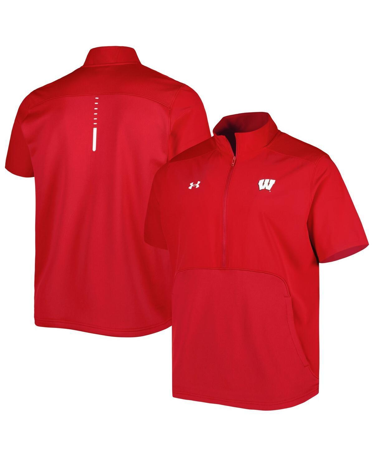 Men's Under Armour Red Wisconsin Badgers Motivate 2.0 Half-Zip Jacket, Size: Small Product Image