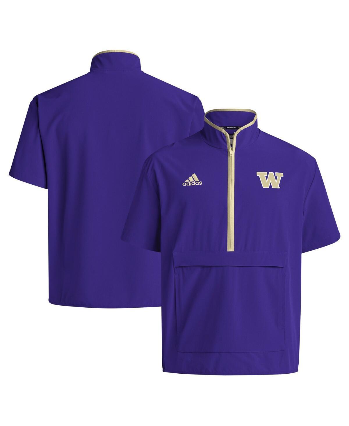 Men's adidas Purple Washington Huskies Coaches Sideline Half-Zip Short Sleeve Jacket, Size: Large Product Image